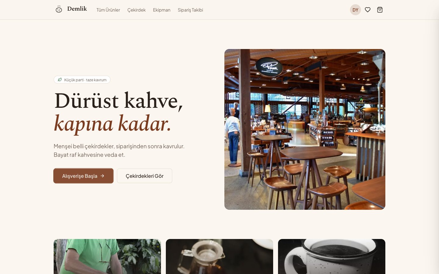 Demlik — Butik Kahve Mağazası — canlı önizleme