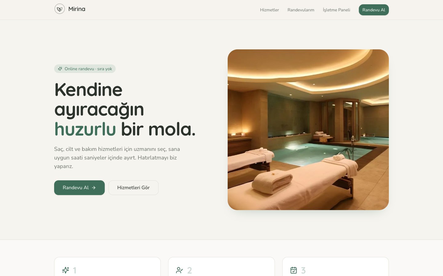 Mirina — Randevu Sistemi — canlı önizleme