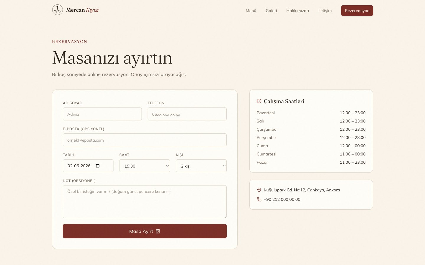 Online rezervasyon