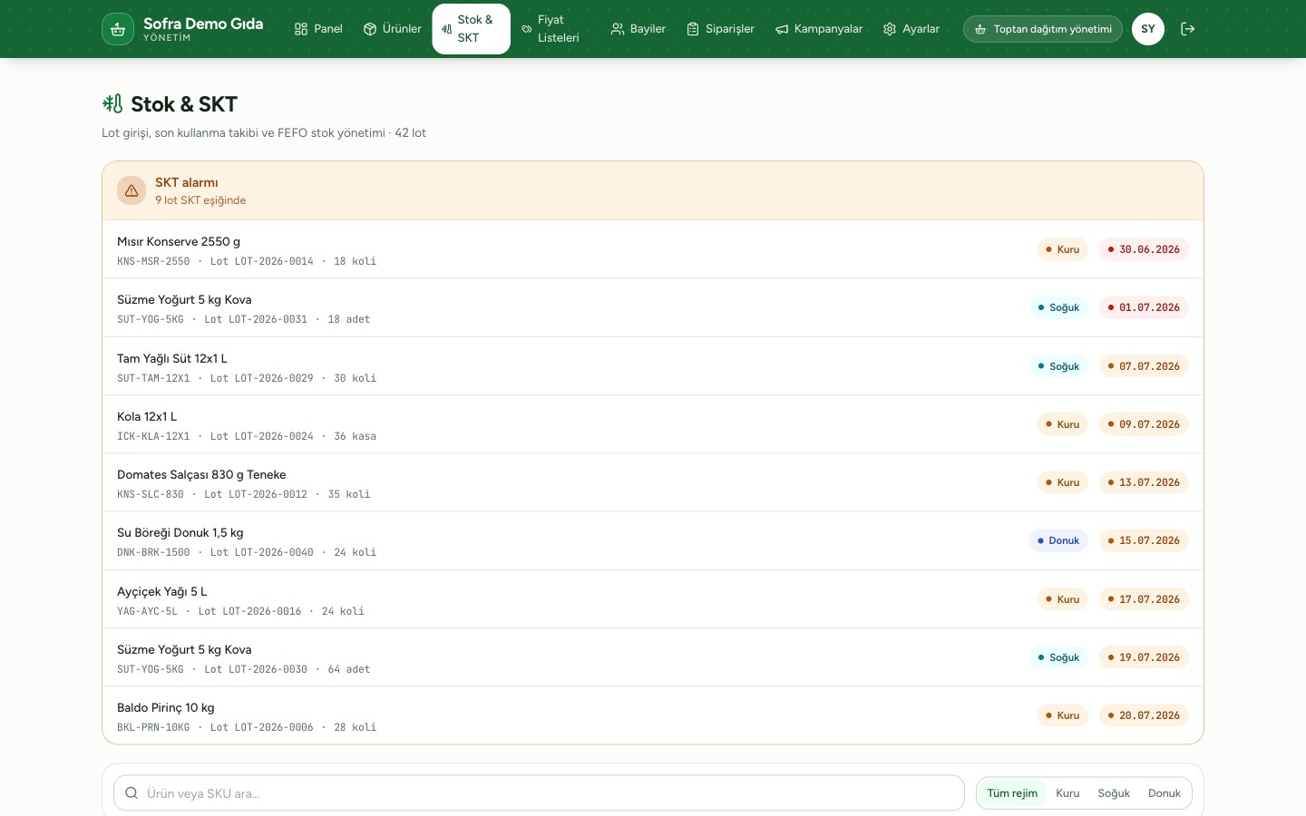 Stok & SKT yönetimi