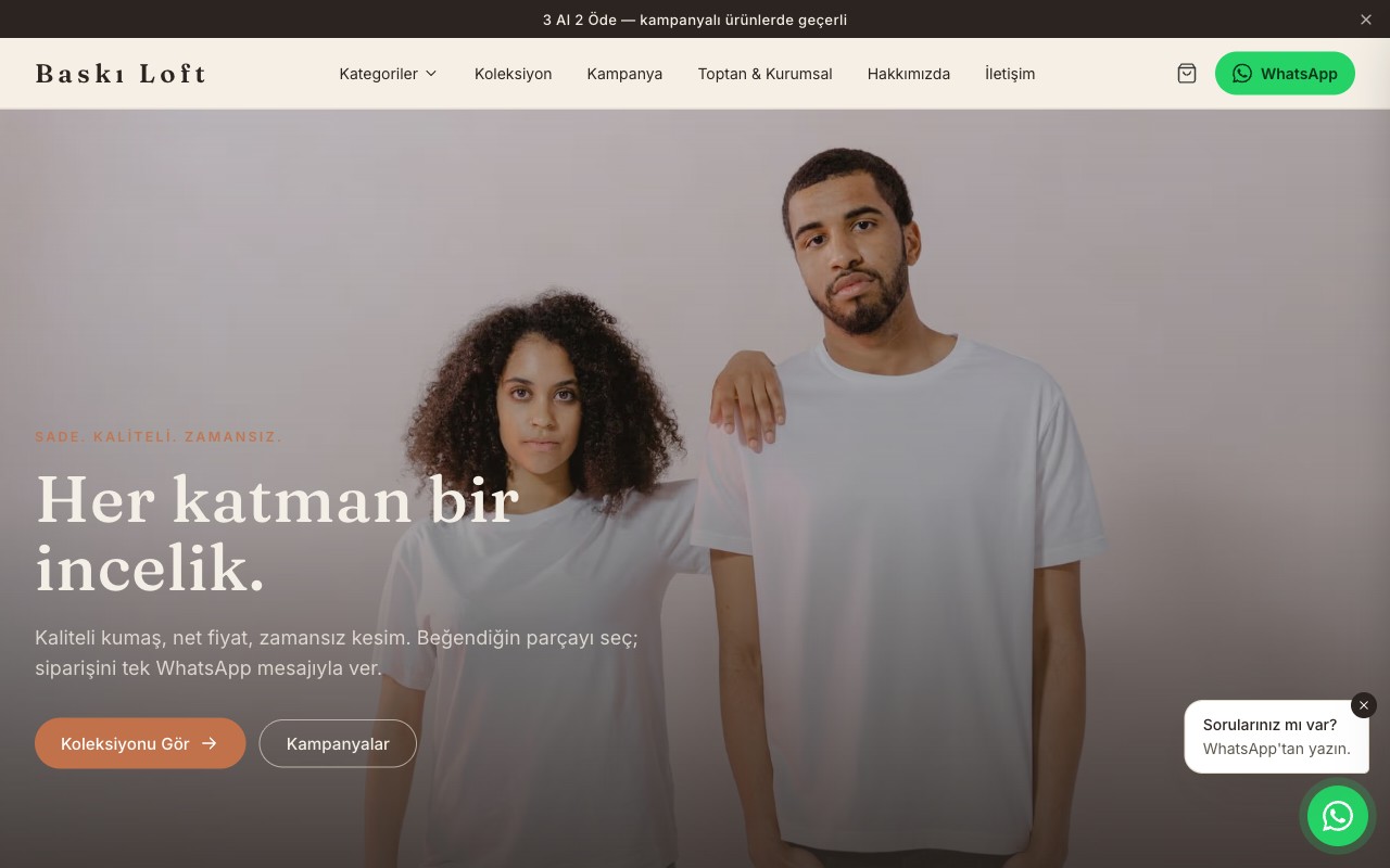 Baskı Loft — canlı demo önizlemesi