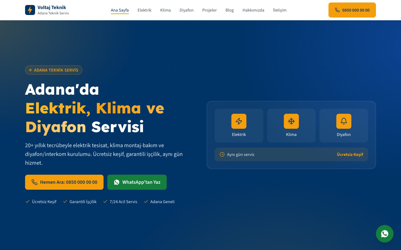Voltaj Teknik — canlı demo önizlemesi
